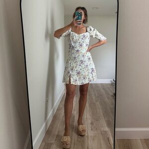 Blue Rain White Floral Mini Dress
